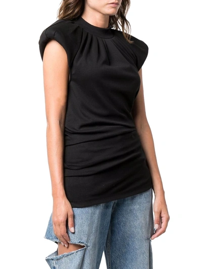 Attico Ruched Asymmetric Top In Black