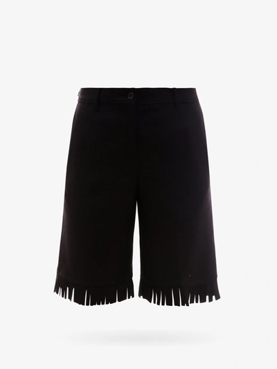 Burberry Wool Shorts With Frayed Edges In Black