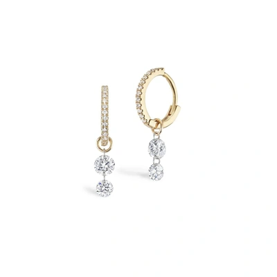 Shop Sophie Ratner Double-pierced Diamond Pavé Huggies Earring In Yellow Gold,white Diamonds