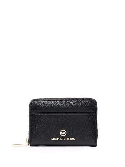 Shop Michael Michael Kors Jet Set Leather Wallet In Black