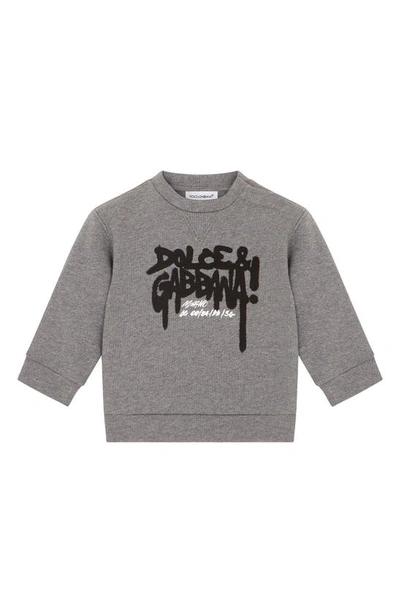 Dolce & Gabbana Baby's Dripping Logo Crewneck Sweatshirt In Grey Print