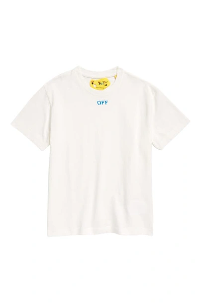 Shop Off-white Kids' Logo Cotton Tee In White Blue