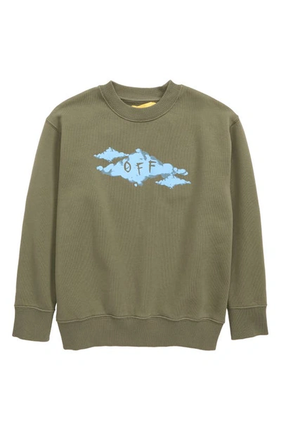 Shop Off-white Kids' Cloud Logo Sweatshirt In Military Blue