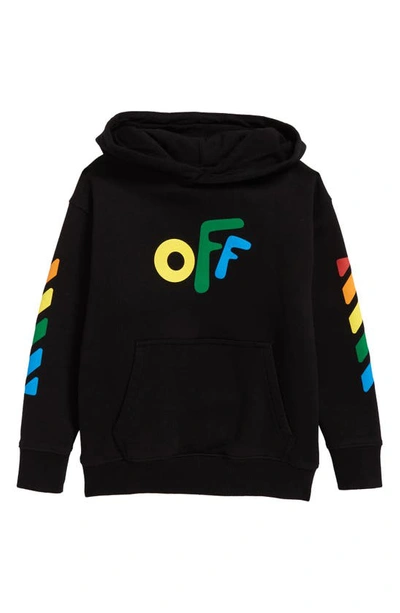 Shop Off-white Kids' Logo Graphic Hoodie In Black Multi