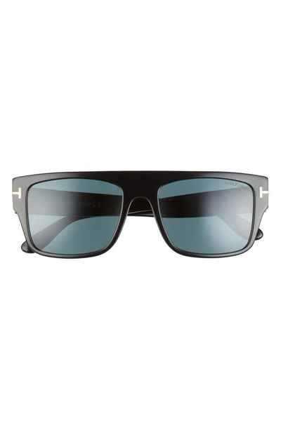 Shop Tom Ford 55mm Rectangular Sunglasses In Black/blue