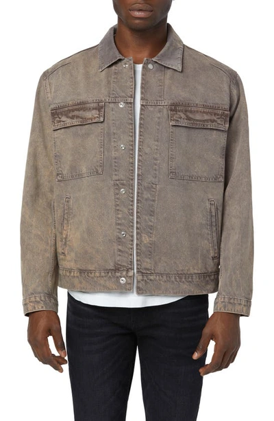 Shop Hudson Darted Trucker Jacket In Coated Taupe
