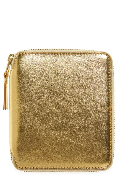 Shop Comme Des Garçons Metallic Leather Wallet In Gold