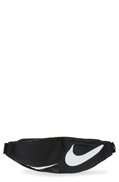 Shop Nike Heritage Belt Bag In Black/ Black/ White