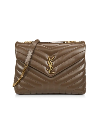 Shop Saint Laurent Medium Loulou Matelassé Leather Shoulder Bag In Brown