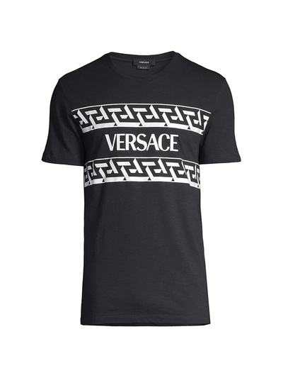 Shop Versace Monogram Printed T-shirt In Navy