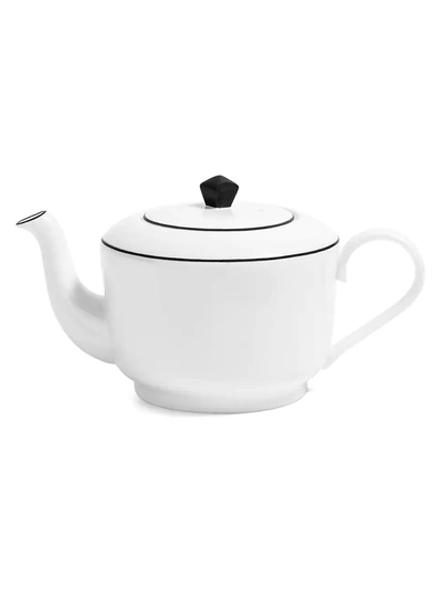 Shop Richard Brendon The Line Matte Black Medium Teapot In White Black