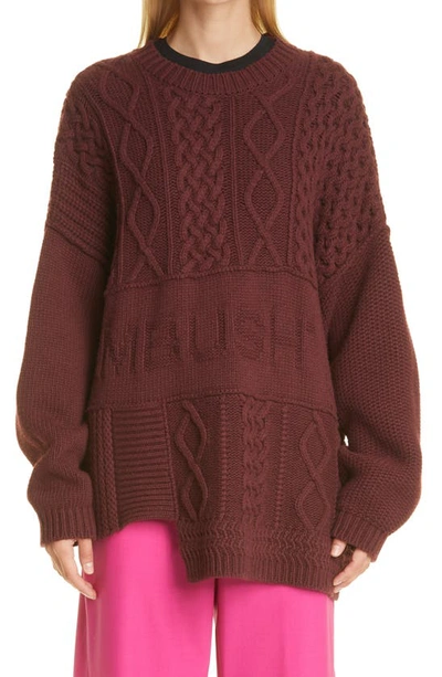 Shop Ambush Logo Cable Sweater In Chocolate Torte