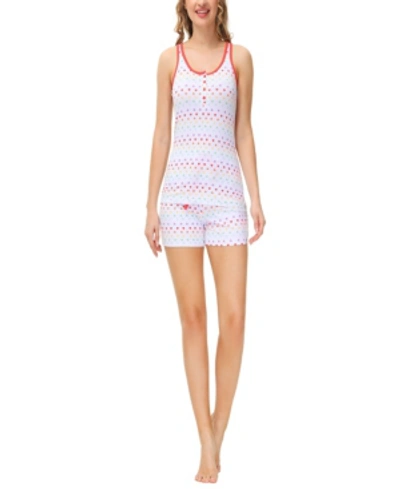 Shop Jammie's By Hip Style Women's Printed Tank Henley With Short Set In Open Miscellaneous