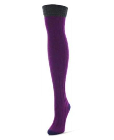 Shop Memoi Women's Mixed Color Over The Knee Socks In Grape Juice