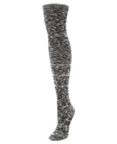 Shop Memoi Women's Slub Cable Knit Over The Knee Socks In Black
