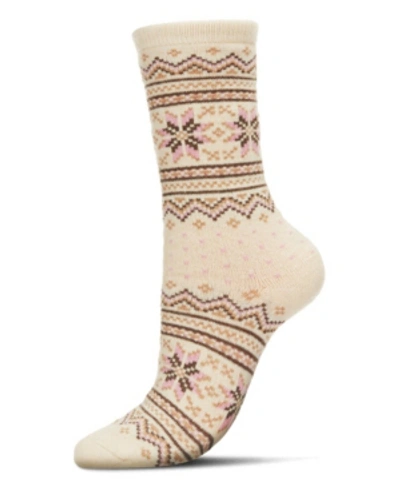 Shop Memoi Women's Fairisle Cashmere Crew Socks In Ivory