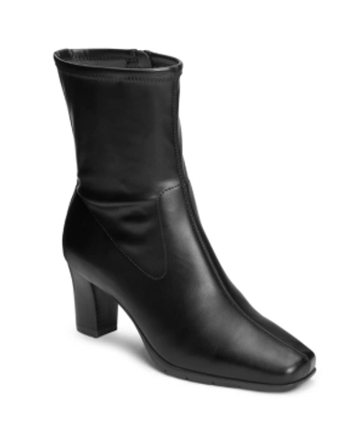 Shop Aerosoles Women's Cinnamon Heeled Tailored Booties In Black