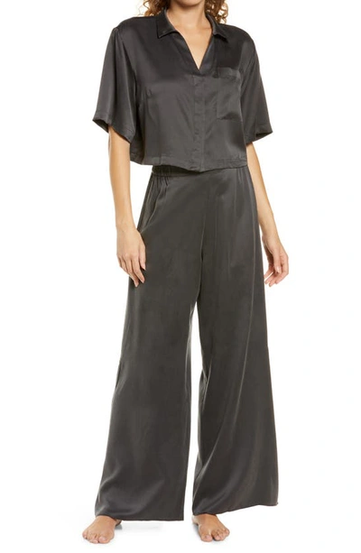 Shop Lunya High Waist Washable Silk Pajamas In Meditative Grey