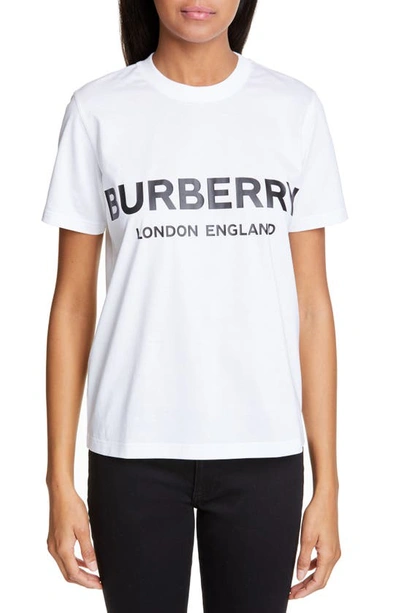 Shop Burberry Logo Print Tee In White