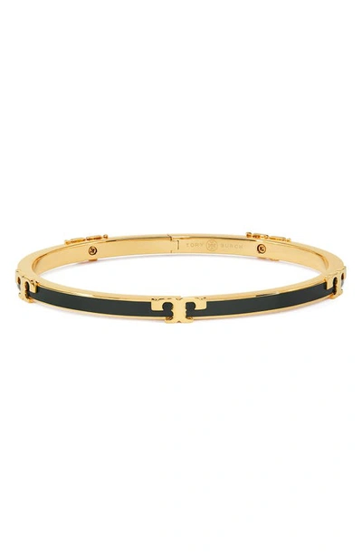 Shop Tory Burch Kira Enamel Stackable Bracelet In Tory Gold / Black