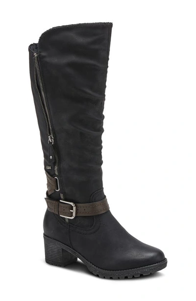 Shop Spring Step Spring Street Gemisola Water Resistant Faux Fur Lined Knee High Boot In Black Synthetic