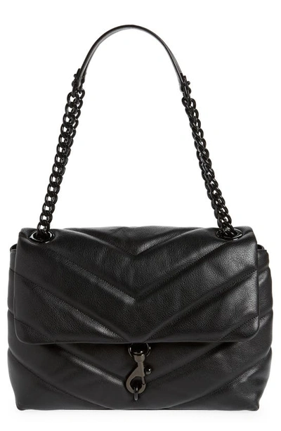 Shop Rebecca Minkoff Maxi Edie Quilted Leather Shoulder Bag In Black