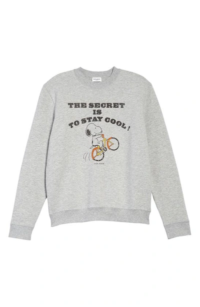 Shop Saint Laurent Snoopy Graphic Sweatshirt In 1485 Gris Chine/ Noir/ Oran