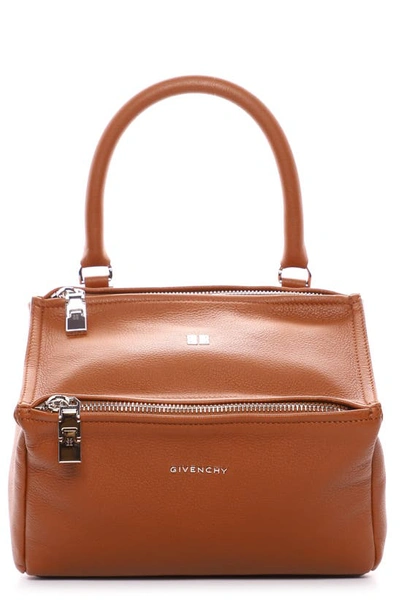 Shop Givenchy Small Pandora Goatskin Leather Shoulder Bag In Chestnut