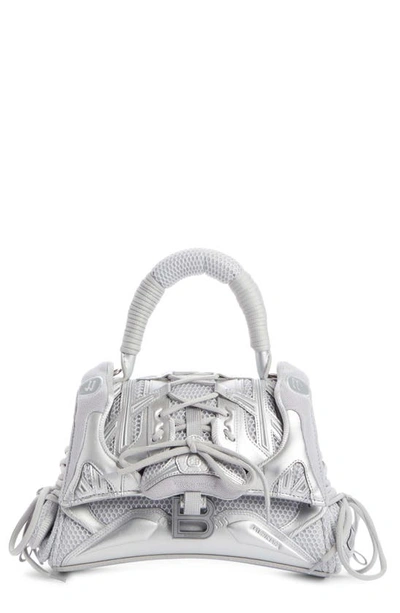 Shop Balenciaga Sneakerhead Small Top Handle Bag In Grey/ Silver