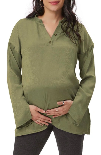 Shop Stowaway Collection Suzie Long Sleeve Maternity Top In Olive