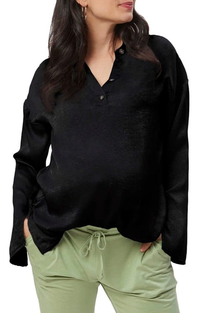 Shop Stowaway Collection Suzie Long Sleeve Maternity Top In Black