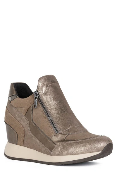 Geox Nydame Metallic Zip Fashion Sneakers In Dark Beige | ModeSens