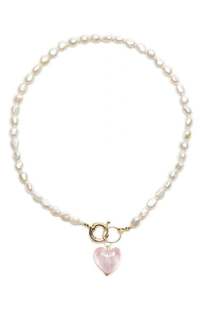 Shop Petit Moments Lisa Freshwater Pearl Necklace In Pink