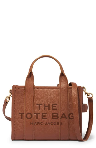 Shop Marc Jacobs The Leather Small Tote Bag In Argan Oil