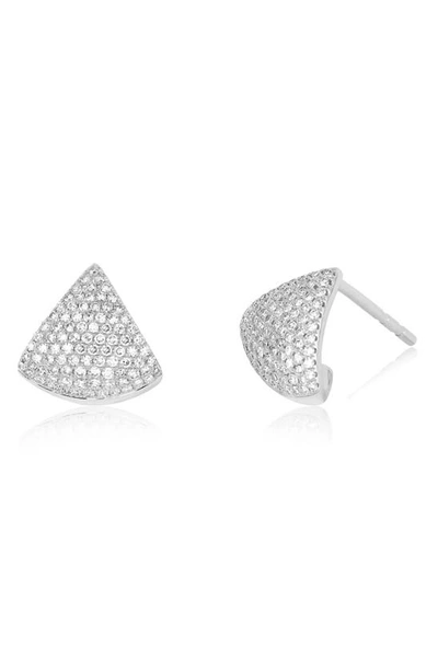 Shop Ef Collection Diamond Chevron Stud Earrings In White Gold