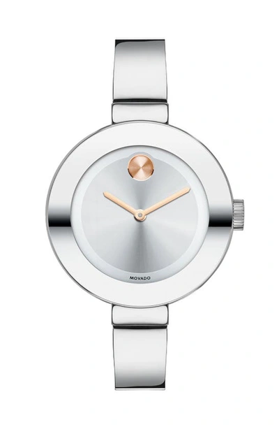 Shop Movado 'bold' Bangle Watch, 34mm In Silver/ Rose Gold