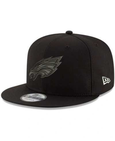 Shop New Era Men's Black Philadelphia Eagles Black On Black 9fifty Adjustable Hat