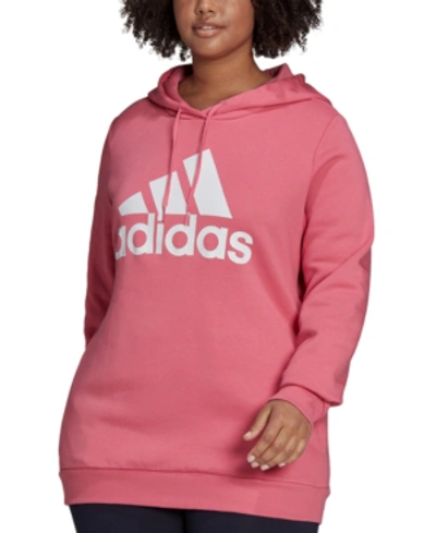 Shop Adidas Originals Adidas Plus Size Essentials Logo Fleece Hoodie In Rose Tone/white