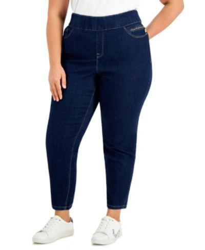 Shop Tommy Hilfiger Plus Size Gramercy Pull-on Jeans, Created For Macy's In Starstruck Wash