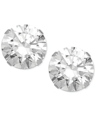 Macy's Cubic Zirconia Round Stud Earrings In 14k Gold Or 14k White Gold In White Gold