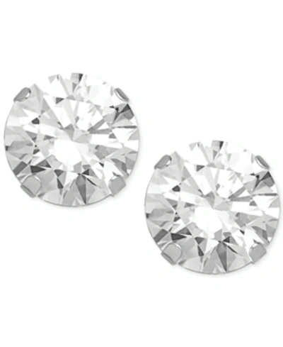 Macy's Cubic Zirconia Round Stud Earrings In 14k Gold Or 14k White Gold In White Gold