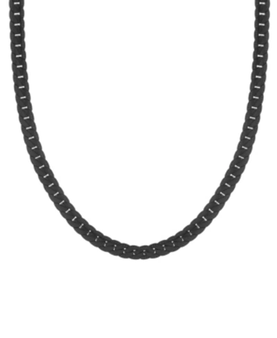 Shop Eve's Jewelry Men's Black Plate Flat Curb Chain Necklace In Black Plate - Stainless Steel