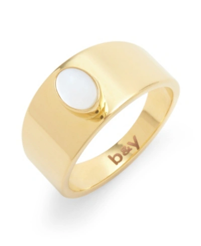 Shop Brook & York Riley 14k Gold Plated Mother Of Pearl Ring In Gold-plated
