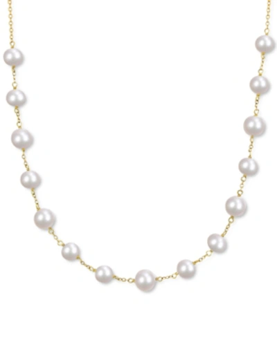 Macy's Cultured Freshwater (6-1/2mm-8-1/2mm) Pearl Tin Cup 18" Necklace In 18k Gold-plated Sterling Silver In Gold Over Silver