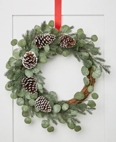 Shop Martha Stewart Collection Birds And Berries 24" Eucalyptus Leaves Wreath With Pinecones & Pine Needles, Created For Macy's