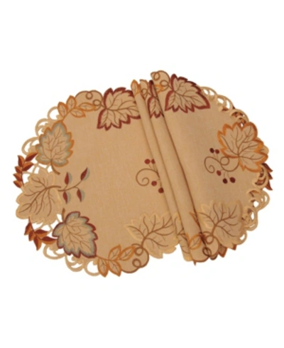 Shop Manor Luxe Harvest Verdure Embroidered Cutwork Fall Round Placemats In Camel