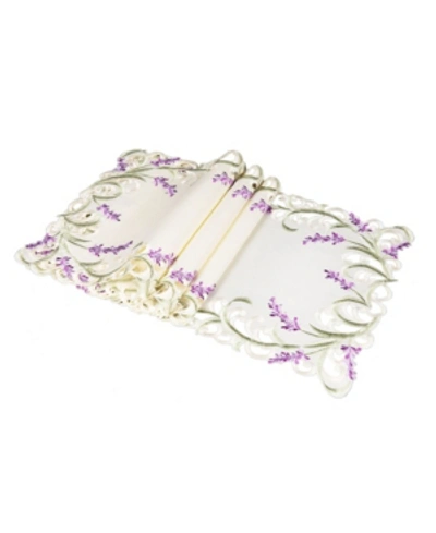 Shop Xia Home Fashions Lavender Lace Embroidered Cutwork Placemats, 13" X 19", Set Of 4 In Beige