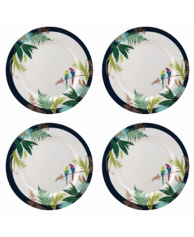 Portmeirion Sara Miller Parrot Dinner Plate, Set Of 4 In White
