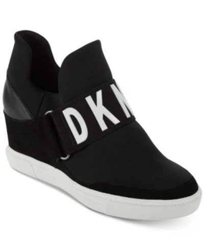 Shop Dkny Women's Cosmos Wedge Sneakers In True Black