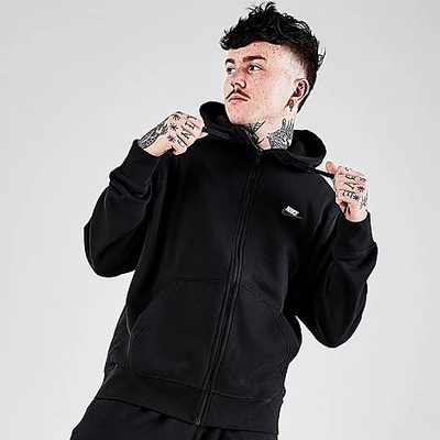 Shop Nike Men's Sportswear Club Fleece Full-zip Hoodie In Black/black/iron Grey/white